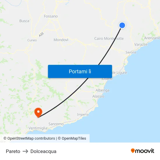 Pareto to Dolceacqua map