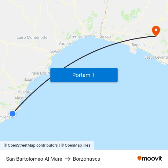San Bartolomeo Al Mare to Borzonasca map