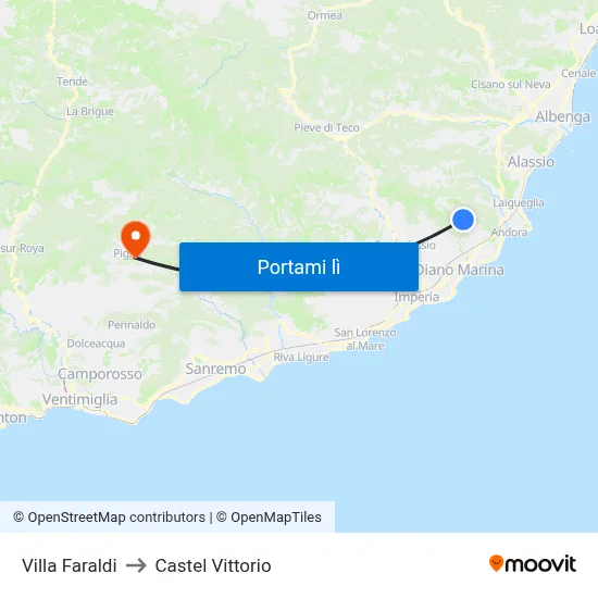 Villa Faraldi to Castel Vittorio map