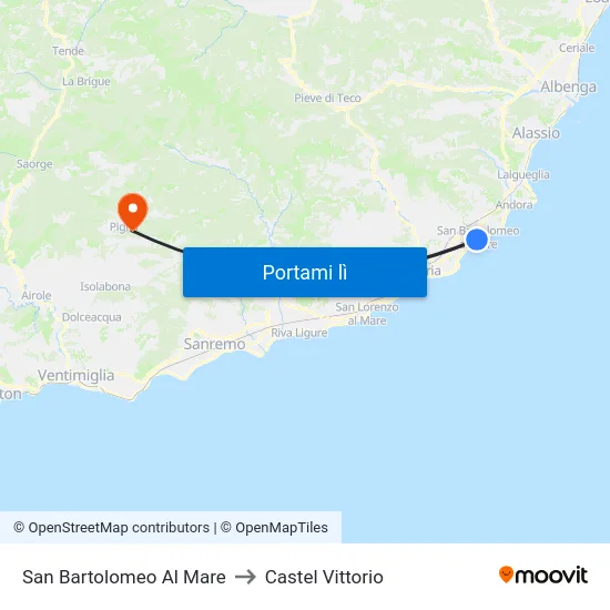 San Bartolomeo Al Mare to Castel Vittorio map