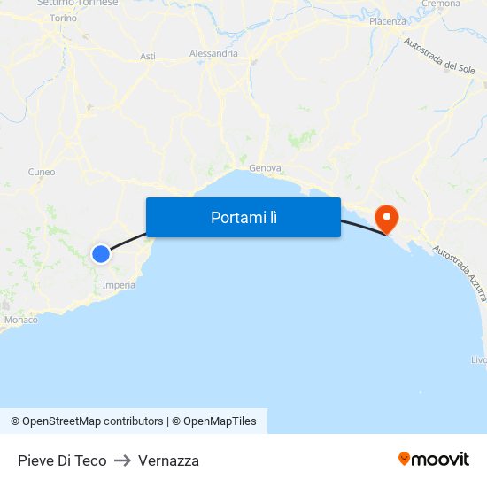 Pieve Di Teco to Vernazza map