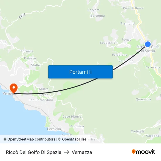 Riccò Del Golfo Di Spezia to Vernazza map