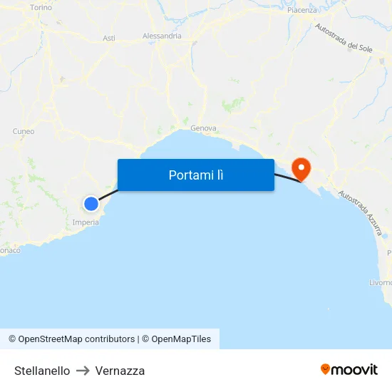 Stellanello to Vernazza map