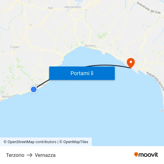 Terzorio to Vernazza map