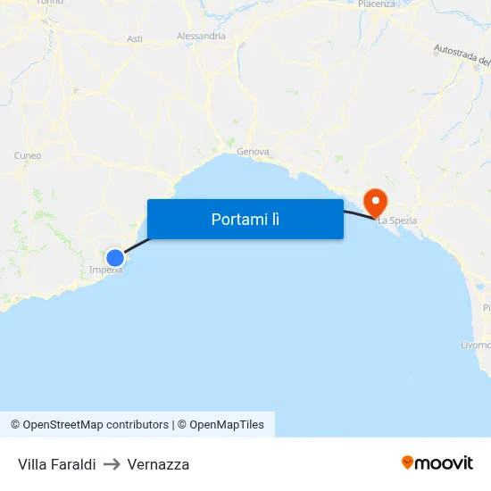 Villa Faraldi to Vernazza map