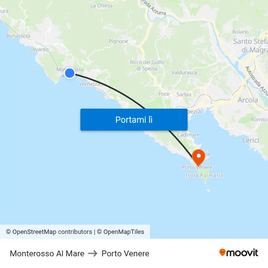 Monterosso Al Mare to Porto Venere map
