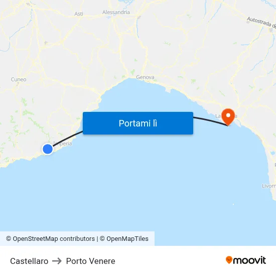 Castellaro to Porto Venere map