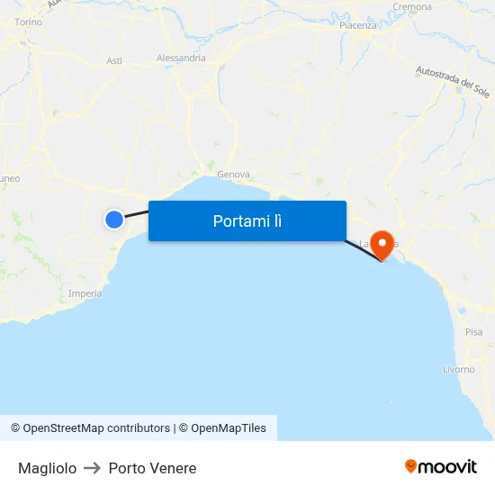 Magliolo to Porto Venere map