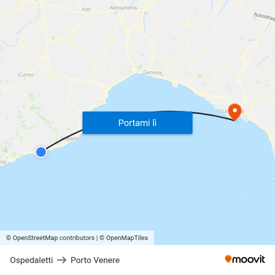 Ospedaletti to Porto Venere map