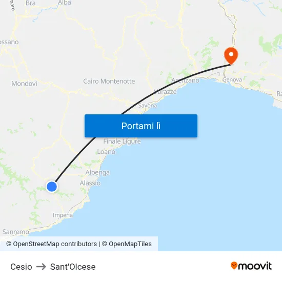 Cesio to Sant'Olcese map