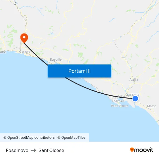 Fosdinovo to Sant'Olcese map