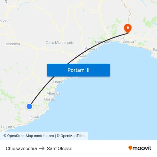 Chiusavecchia to Sant'Olcese map