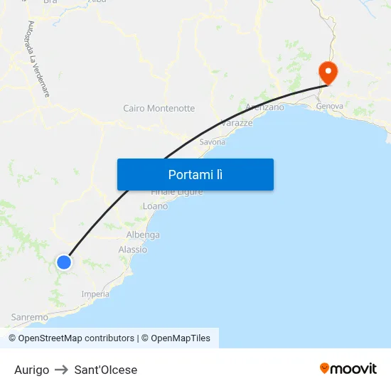 Aurigo to Sant'Olcese map