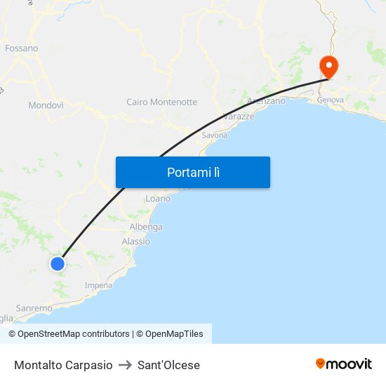 Montalto Carpasio to Sant'Olcese map