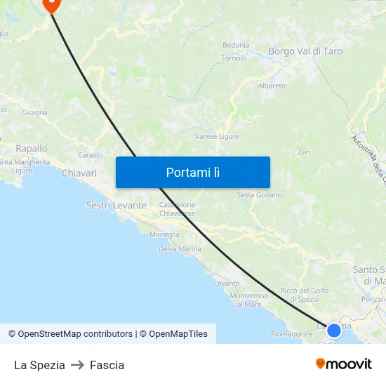 La Spezia to Fascia map