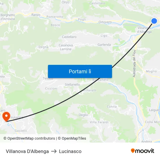 Villanova D'Albenga to Lucinasco map
