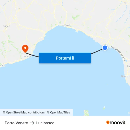 Porto Venere to Lucinasco map