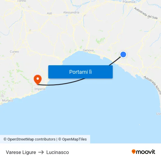 Varese Ligure to Lucinasco map
