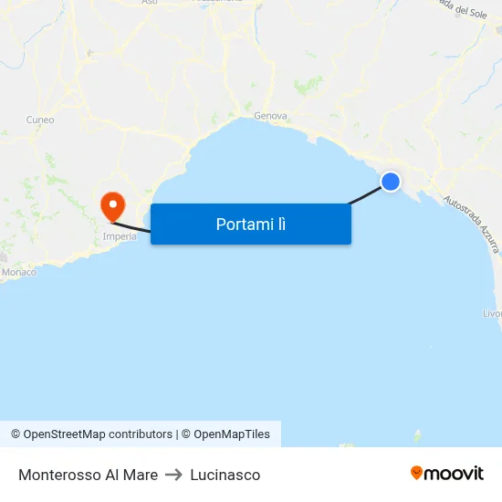 Monterosso Al Mare to Lucinasco map