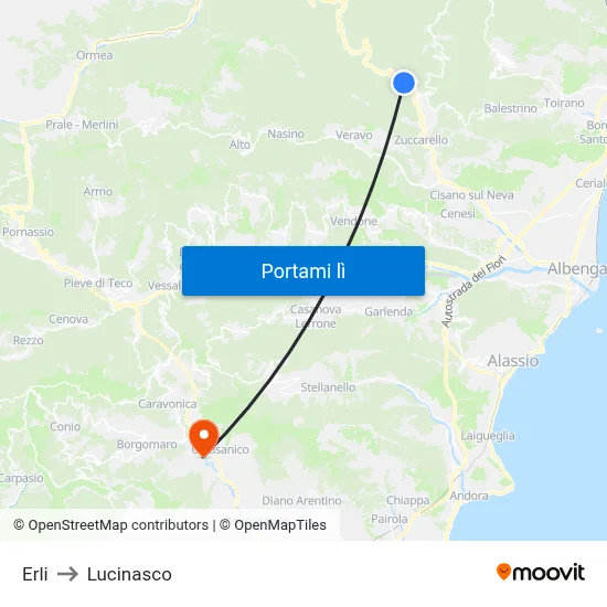 Erli to Lucinasco map