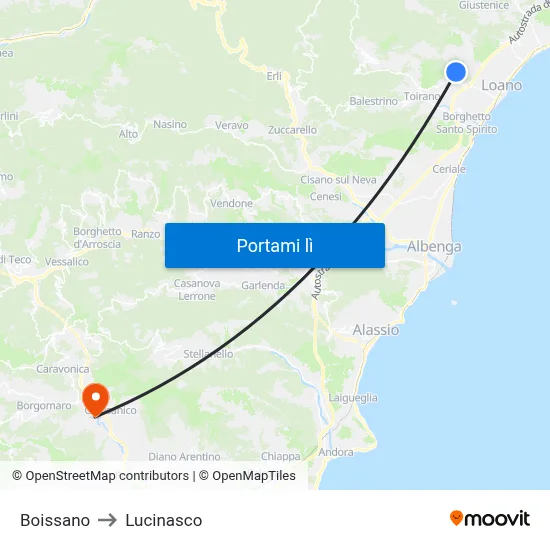 Boissano to Lucinasco map