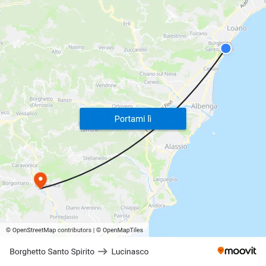 Borghetto Santo Spirito to Lucinasco map