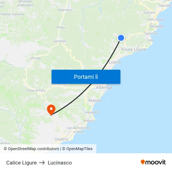 Calice Ligure to Lucinasco map
