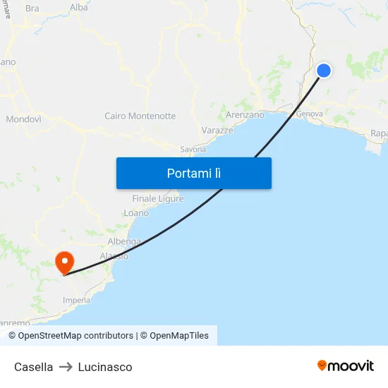 Casella to Lucinasco map