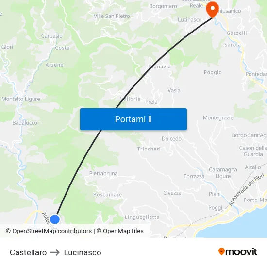 Castellaro to Lucinasco map