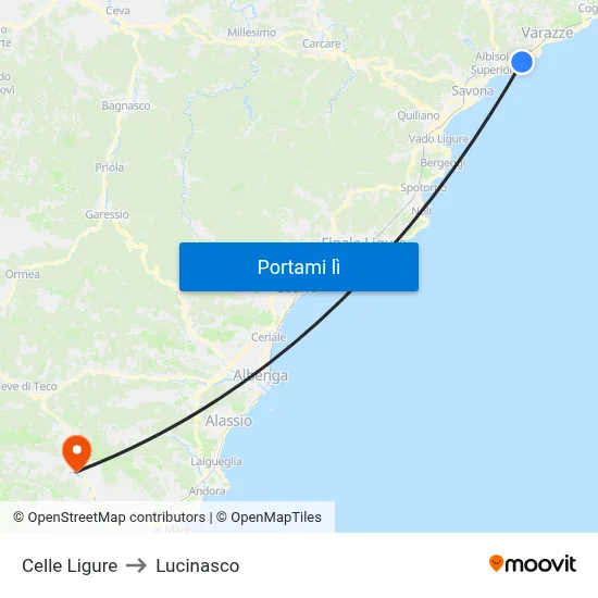Celle Ligure to Lucinasco map