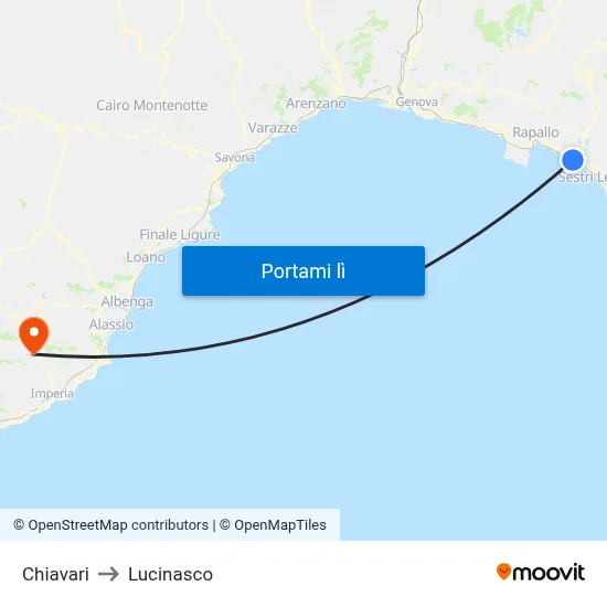 Chiavari to Lucinasco map