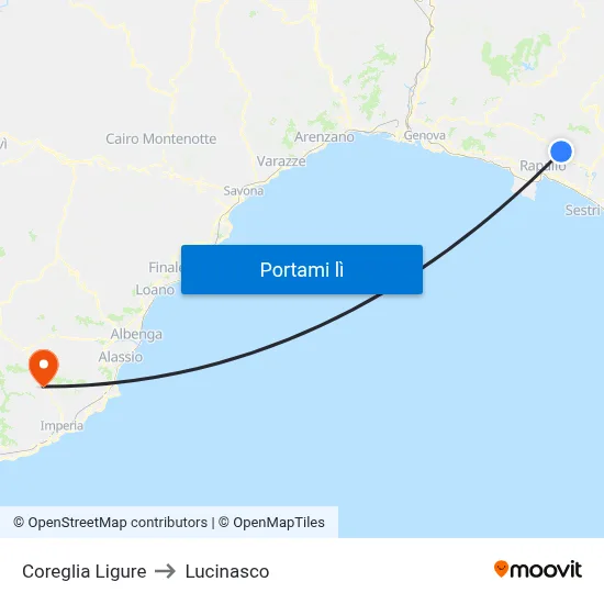 Coreglia Ligure to Lucinasco map