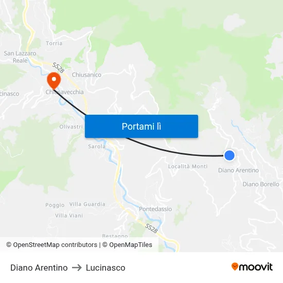 Diano Arentino to Lucinasco map