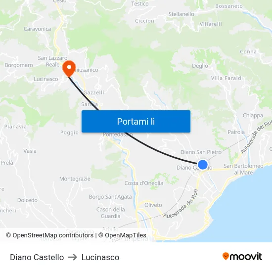 Diano Castello to Lucinasco map