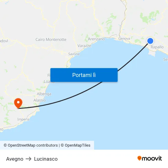 Avegno to Lucinasco map
