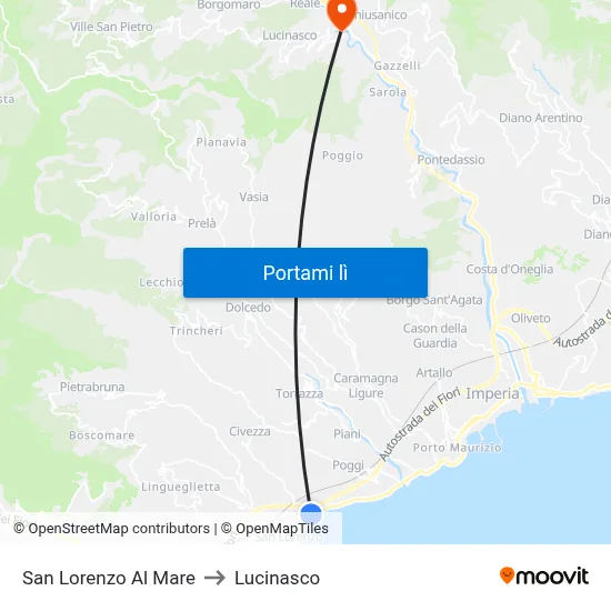 San Lorenzo Al Mare to Lucinasco map