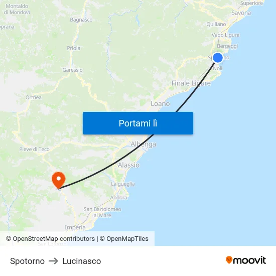 Spotorno to Lucinasco map