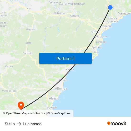 Stella to Lucinasco map