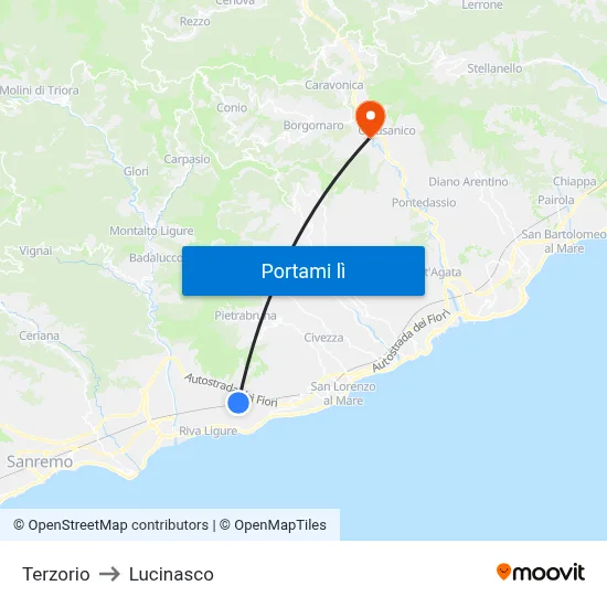 Terzorio to Lucinasco map