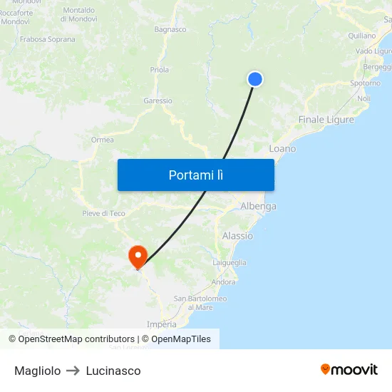 Magliolo to Lucinasco map