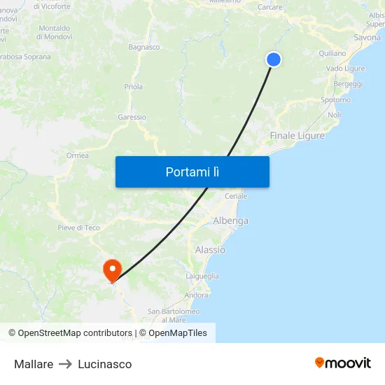 Mallare to Lucinasco map