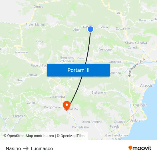 Nasino to Lucinasco map