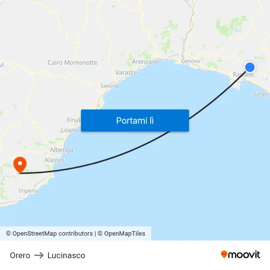 Orero to Lucinasco map