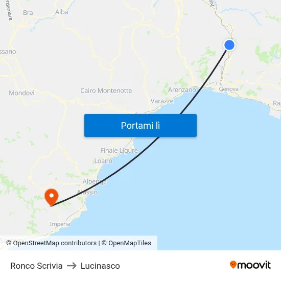 Ronco Scrivia to Lucinasco map