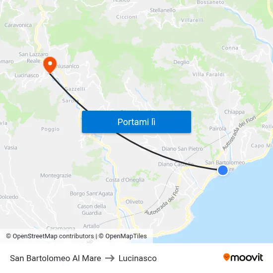 San Bartolomeo Al Mare to Lucinasco map