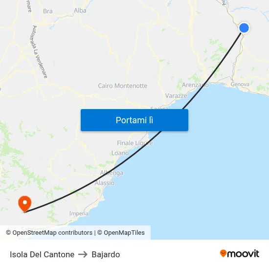 Isola Del Cantone to Bajardo map