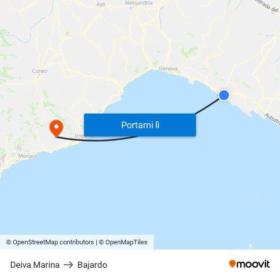 Deiva Marina to Bajardo map