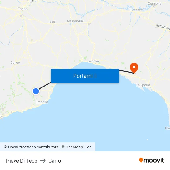Pieve Di Teco to Carro map