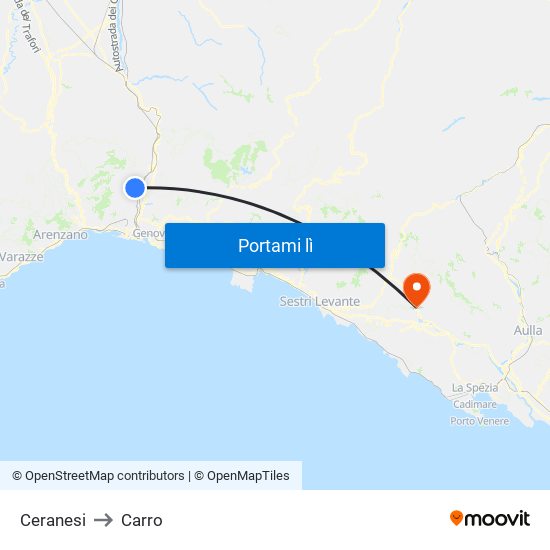 Ceranesi to Carro map