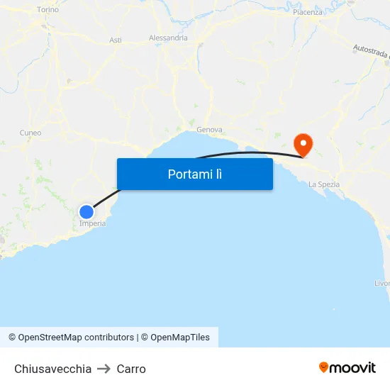 Chiusavecchia to Carro map